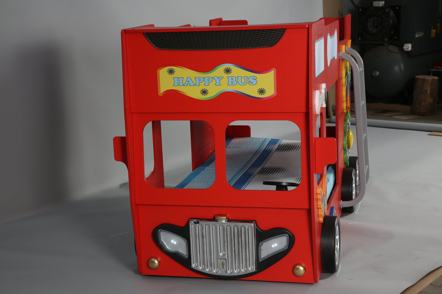 Narivoodi koos madratsiga Happy Bus, punane цена и информация | Lastevoodid | hansapost.ee