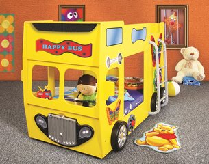 Двухъярусная кровать с матрасами Happy Bus, желтая цена и информация | Детские кровати | hansapost.ee