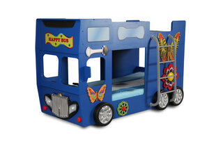 Двухъярусная кровать с матрасами Happy Bus, синяя цена и информация | Детские кровати | hansapost.ee