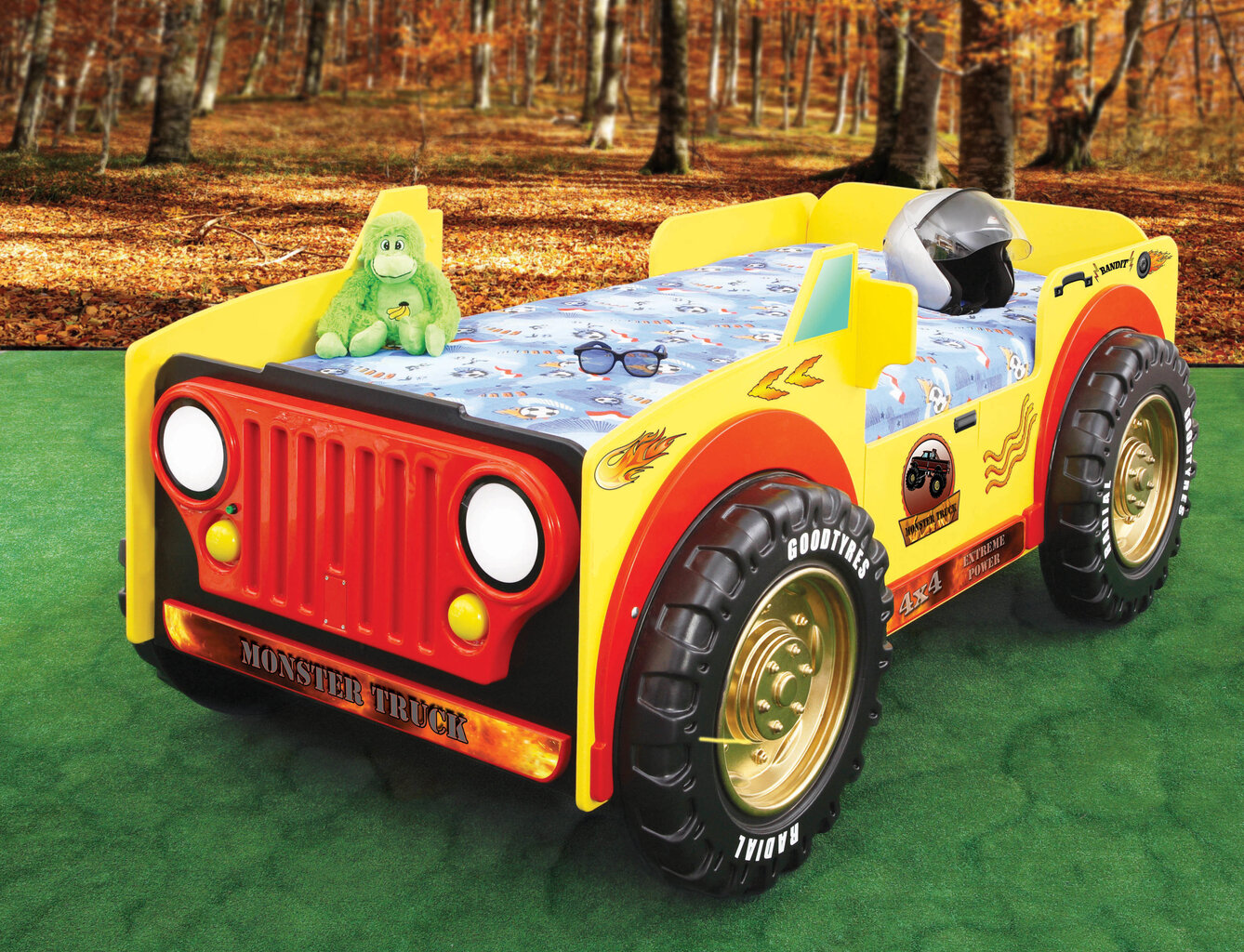 Voodi koos madratsiga Monster Truck, kollane hind ja info | Lastevoodid | hansapost.ee