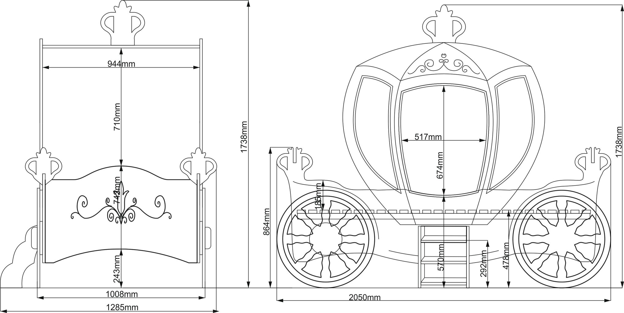 Voodi koos madratsiga Princess Carriage, roosa hind ja info | Lastevoodid | hansapost.ee