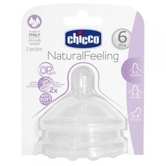 Силиконовая соска Chicco Natural Feeling, 6мес. 2 шт. цена и информация | Бутылочки и аксессуары | hansapost.ee