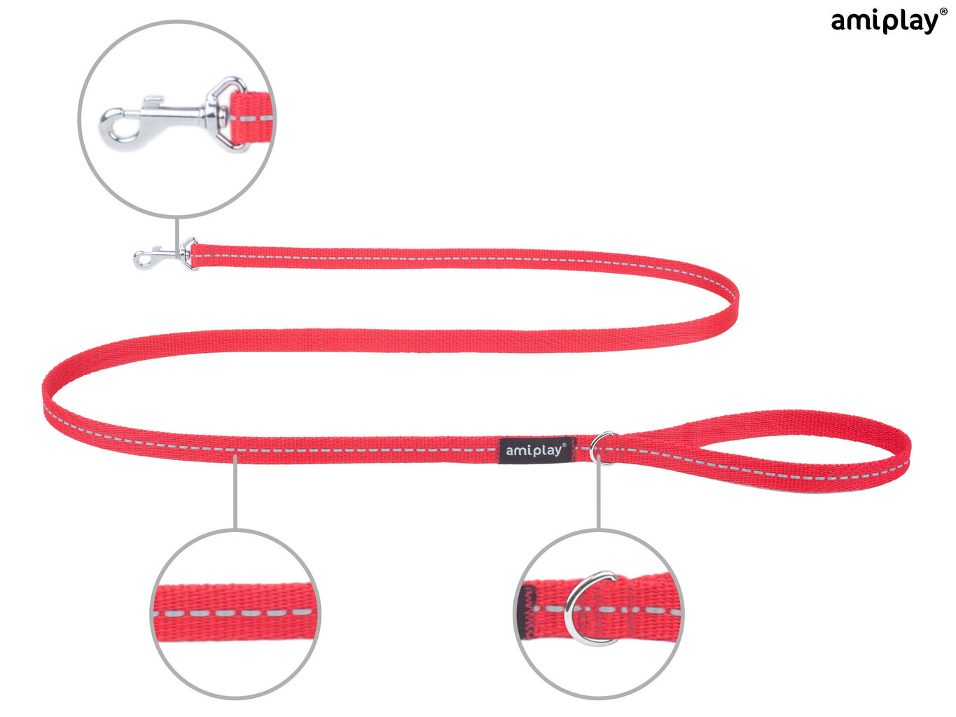 Jalutusrihm Amiplay Reflective, M, punane цена и информация | Jalutusrihmad koertele | hansapost.ee