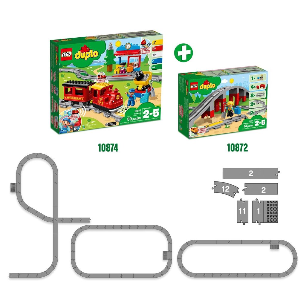 10872 LEGO® DUPLO Rongisild ja rööpad цена и информация | Klotsid ja konstruktorid | hansapost.ee