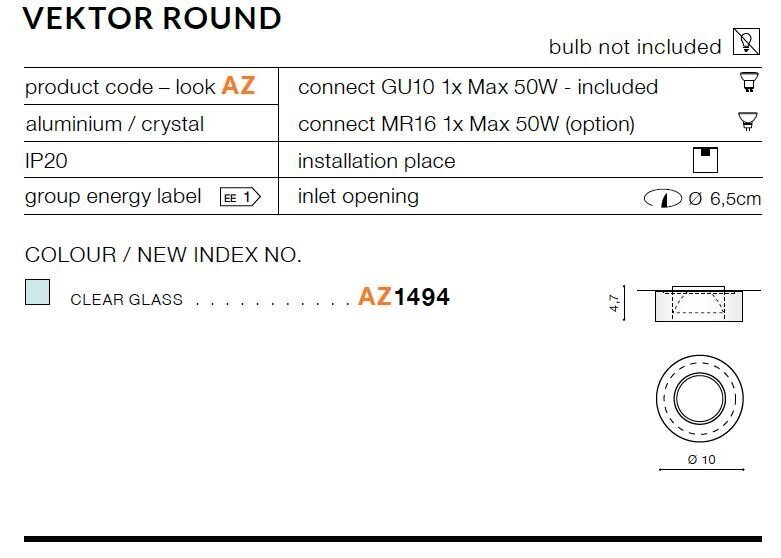 Sisseehitatud valgusti Azzardo Vektor Chrome hind ja info | Süvistatavad LED valgustid | hansapost.ee