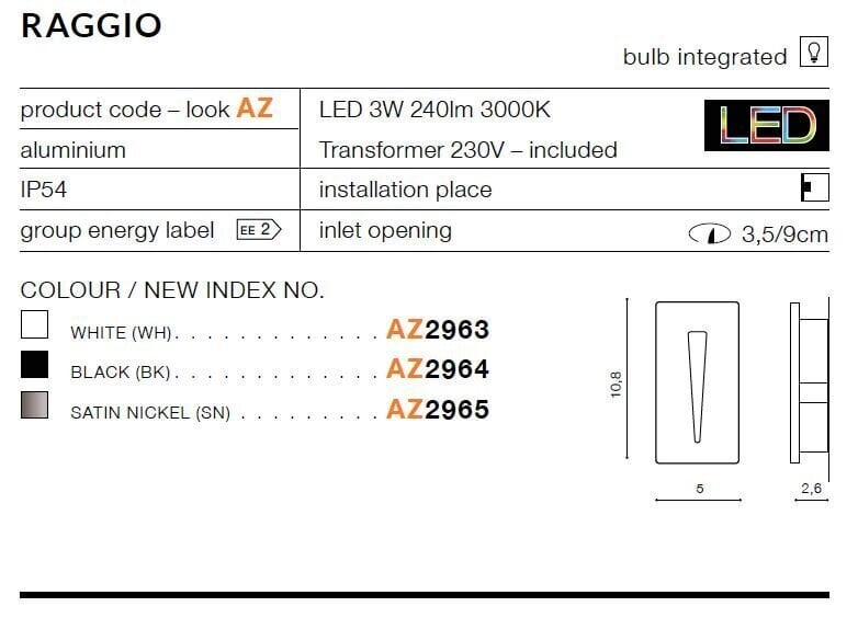 Sisseehitatud valgusti Azzardo Raggio Satin Nickel цена и информация | Süvistatavad LED valgustid | hansapost.ee