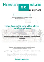 Elektrooniline kinkekaart, 5 € hind ja info | Hansapost.ee kinkekaardid | hansapost.ee