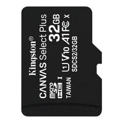 Kingston microSDHC 32GB Canvas Select Plus 100R hind ja info | Kingston Mobiiltelefonid, fotokaamerad, nutiseadmed | hansapost.ee