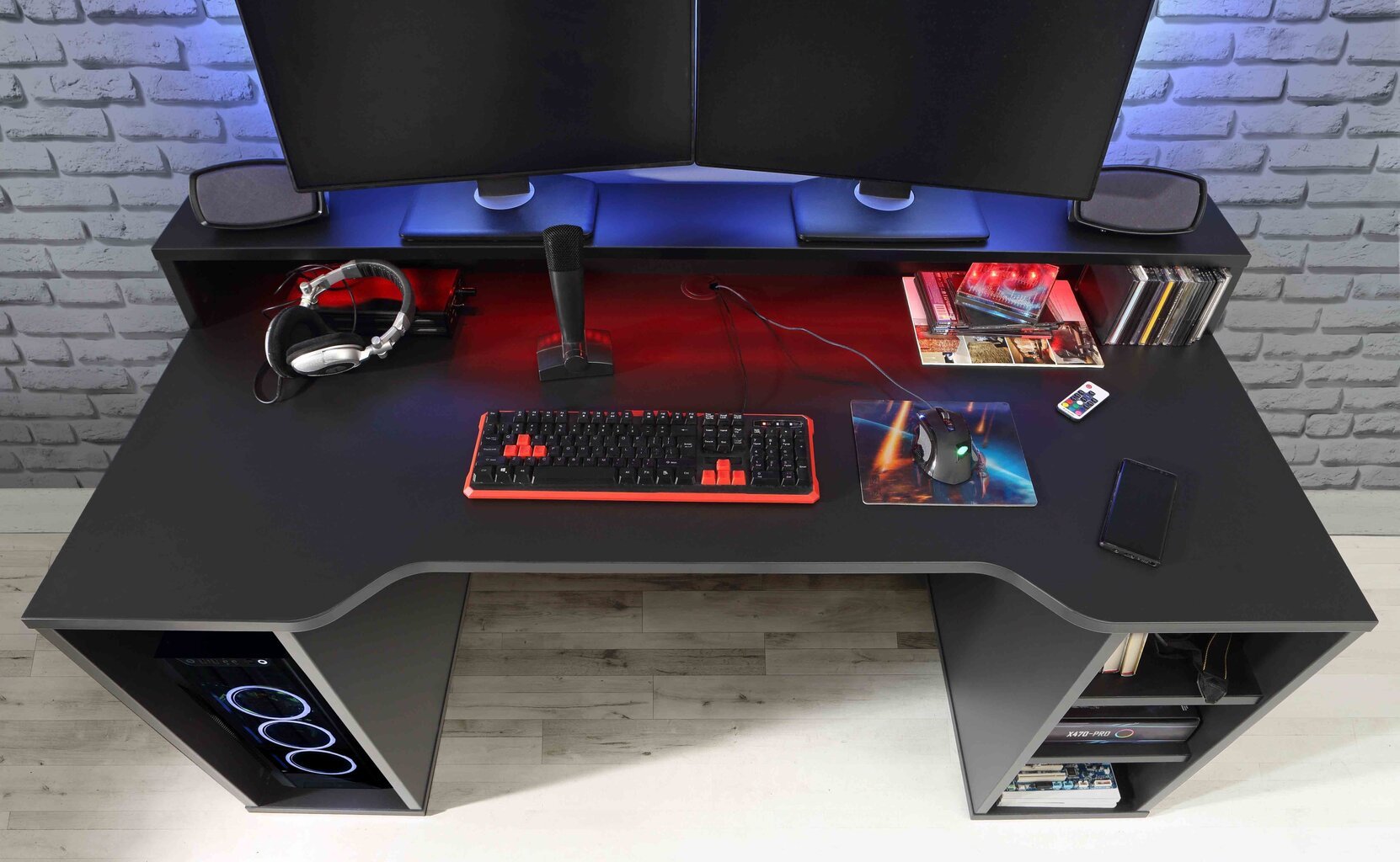 Mänguri arvutilaua ja tooli komplekt Drake, must/hall цена и информация | Arvutilauad, kirjutuslauad | hansapost.ee