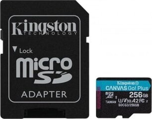 Kingston microSD Canvas Go! Plus 256 GB, цена и информация | Карты памяти для телефонов | hansapost.ee