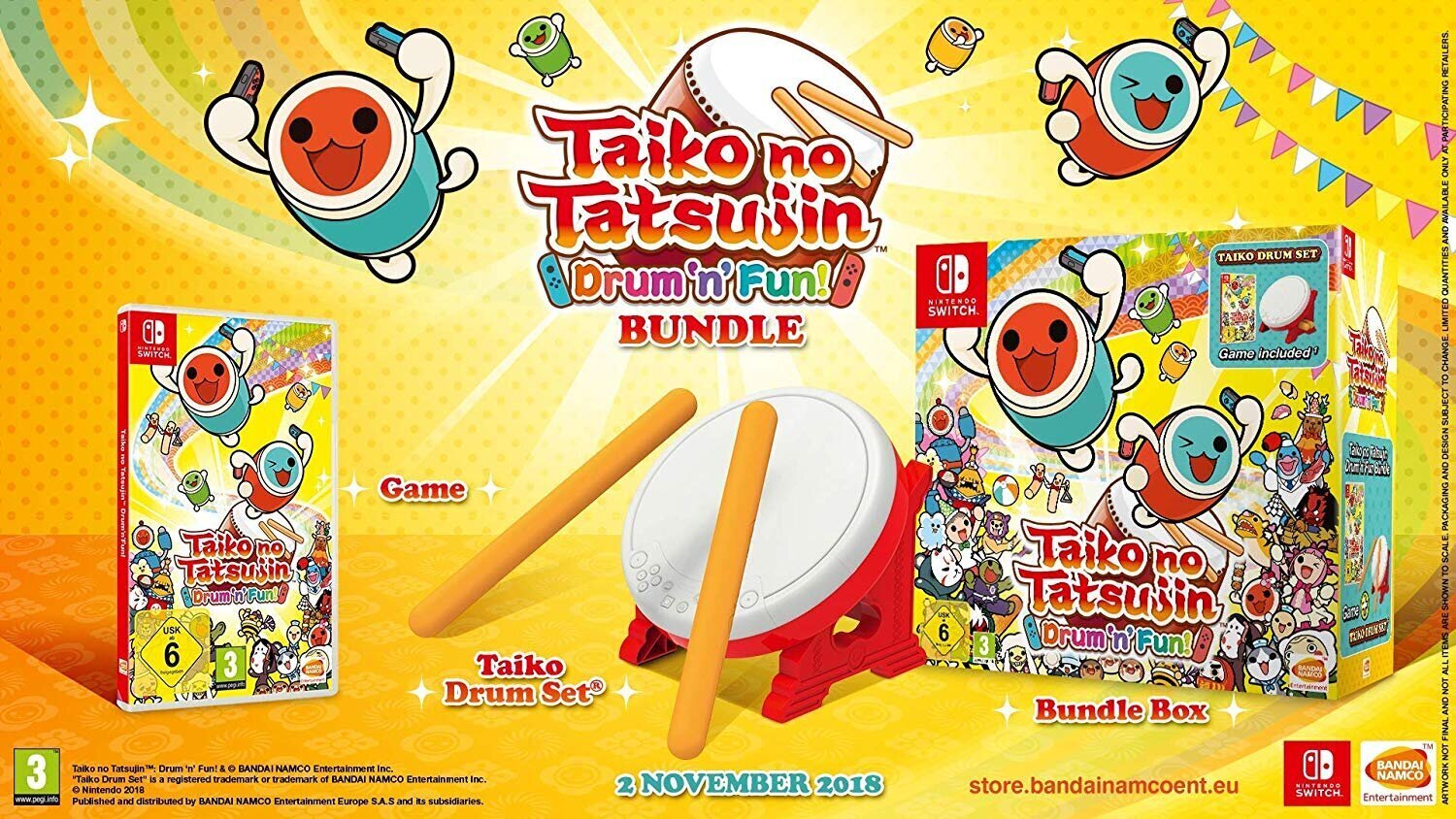 Nintendo Switch mäng Taiko no Tatsujin: Drum 'n' Fun! Bundle incl. Taiko Drum Set цена и информация | Konsooli- ja arvutimängud | hansapost.ee