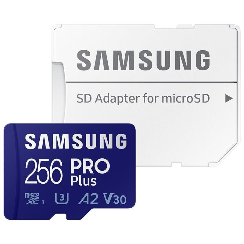 Mälukaart SAMSUNG MICRO SDXC PRO+ 256GB/W/ADAPT. MB-MD256KA/EU цена и информация | Mälukaardid mobiiltelefonidele | hansapost.ee