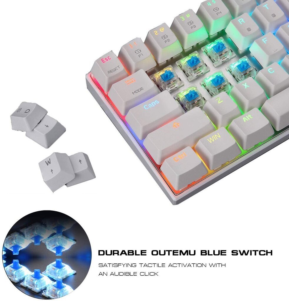 Wireless mechanical gaming keyboard Motospeed CK62 Bluetooth (white) hind ja info | Klaviatuurid | hansapost.ee