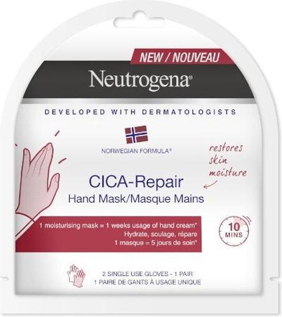 Intensiivne kätemask CICA Neutrogena® Norwegian Formula® цена и информация | Kehakreemid, kehaõlid ja losjoonid | hansapost.ee