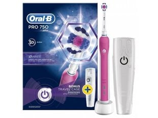 Elektriline hambahari Oral-B PRO 750 3D, valge/roosa цена и информация | Электрические зубные щетки | hansapost.ee
