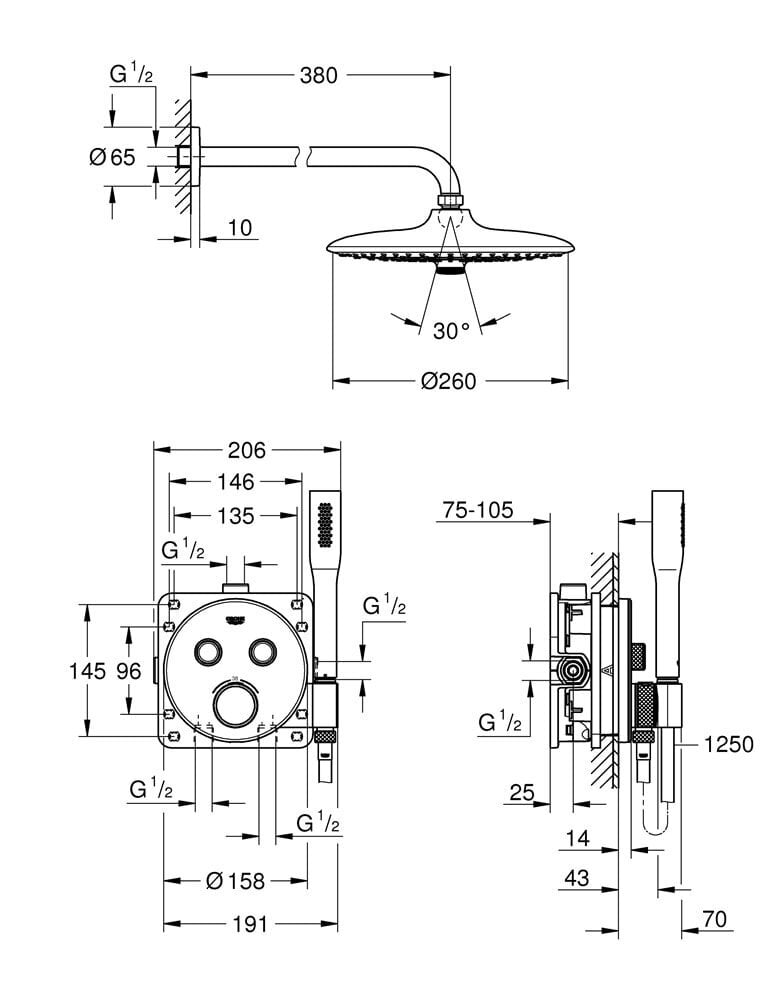 Grohe SmartControl Perfect varjatud dušisüsteem 34744000 hind ja info | Dušikomplektid ja süsteemid | hansapost.ee