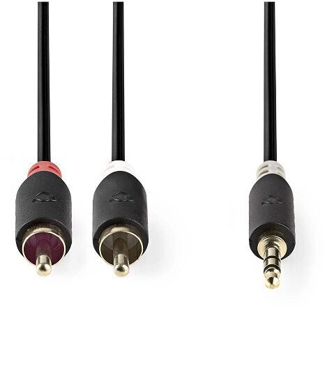 Aux Audio kaabel 3.5 mm -> 2x RCA 1m Nedis , must hind ja info | Juhtmed ja kaablid | hansapost.ee