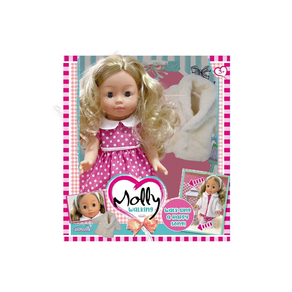 Kõndiv nukk Molly koos muusikaga, BAMBOLINA, BD1226, 33cm цена и информация | Mänguasjad tüdrukutele | hansapost.ee