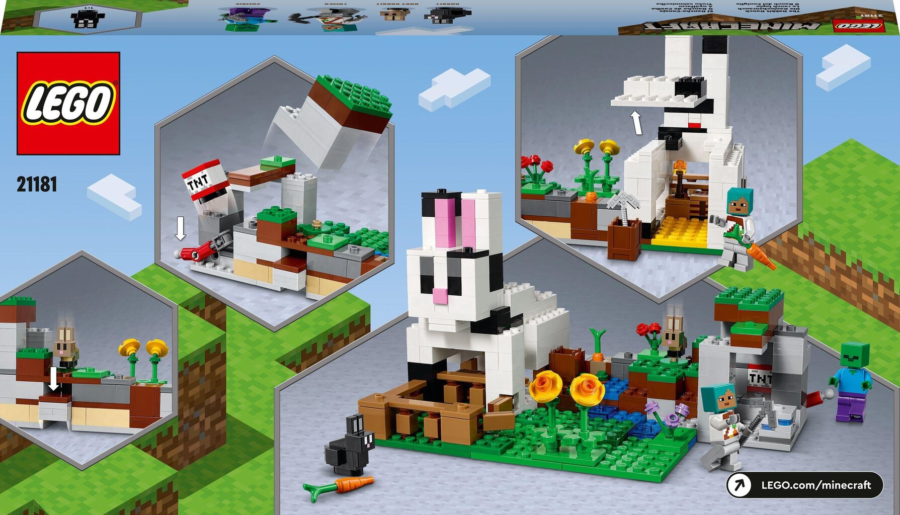 21181 LEGO® Minecraft Küülikufarm цена и информация | Klotsid ja konstruktorid | hansapost.ee