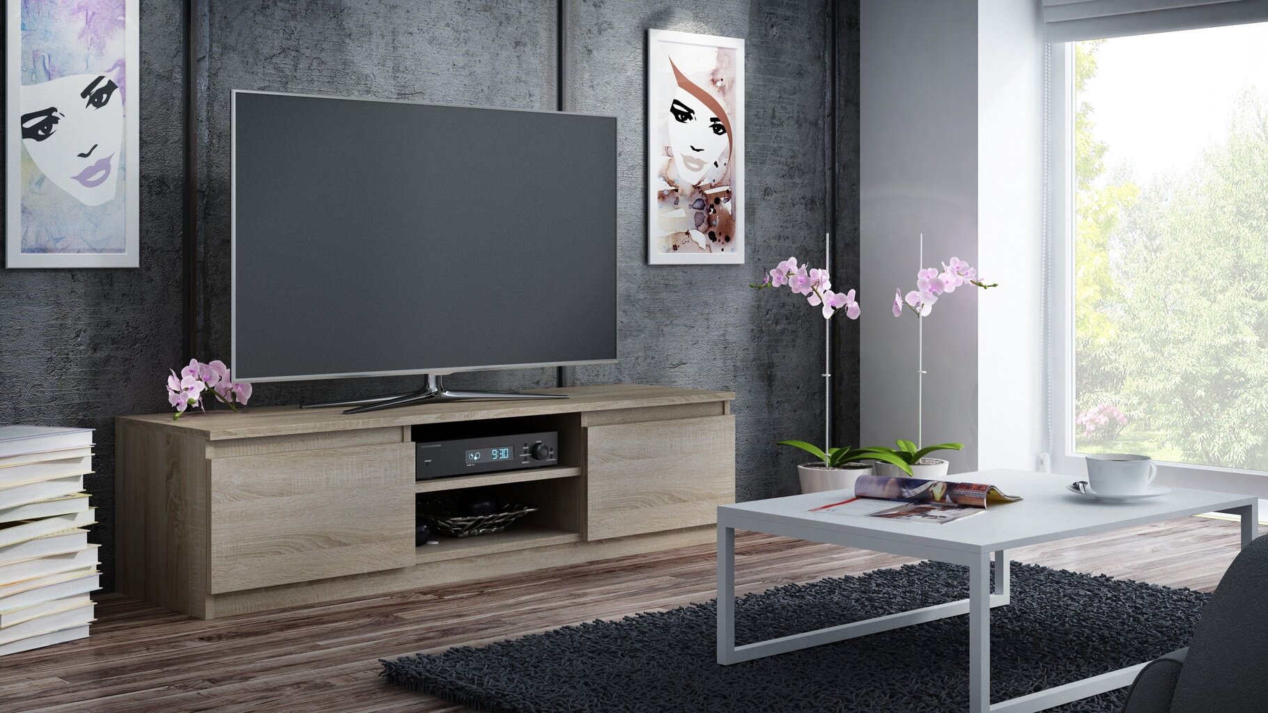 TV-laud Malwa 140, tamme värvi цена и информация | Televiisori alused | hansapost.ee