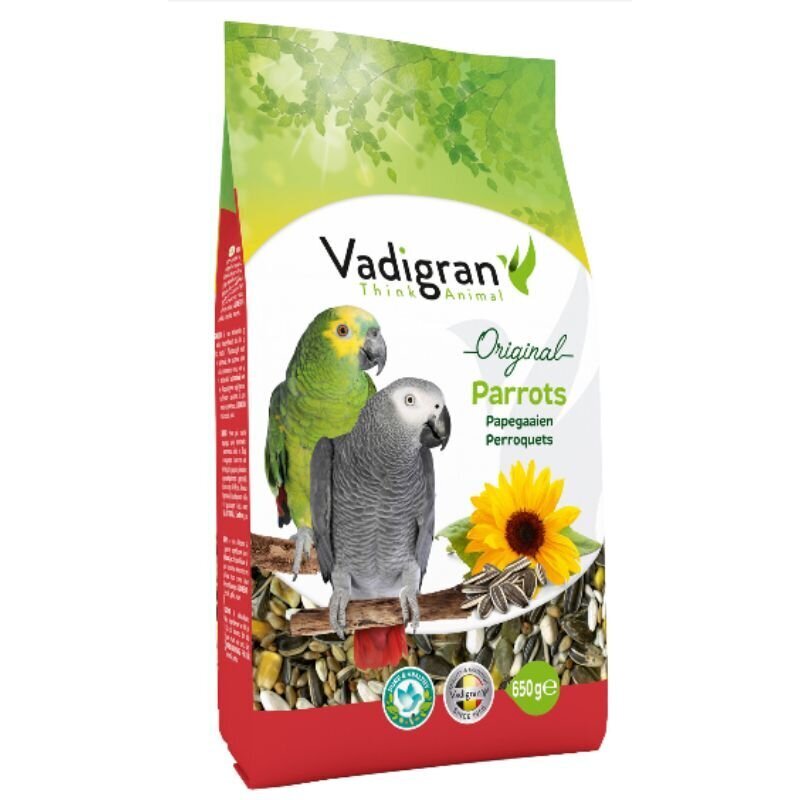 Vadigran sööt suurtele papagoidele Parrot Original 650g цена и информация | Toit lindudele | hansapost.ee