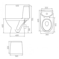 WC-pott RUNA,tahavooluga 3/6L, +prill-laud SOFT CL hind ja info | WС-potid | hansapost.ee