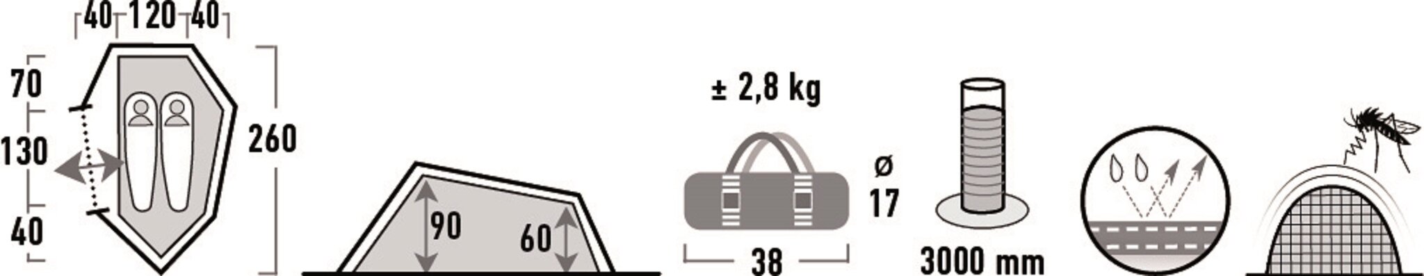 High Peak telk Sparrow 2, pesto / punane цена и информация | Telgid | hansapost.ee