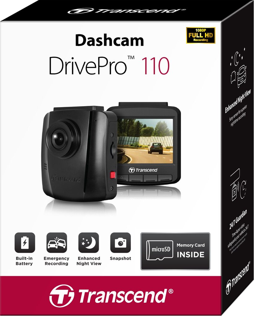 Pardakaamera/videoregistraator Transcend DrivePro 110 : TS-DP110M-32G цена и информация | Videokaamerad | hansapost.ee