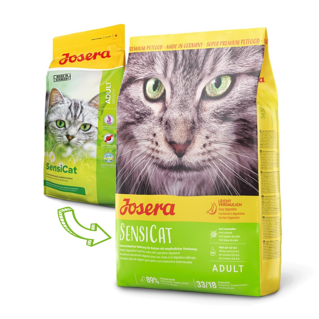 Josera tundliku seedesüsteemiga kassidele SensiCat, 10 kg цена и информация | Kassi kuivtoit ja kassikrõbinad | hansapost.ee