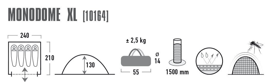 High Peak telk Monodome XL, sinine / hall hind ja info | Telgid | hansapost.ee