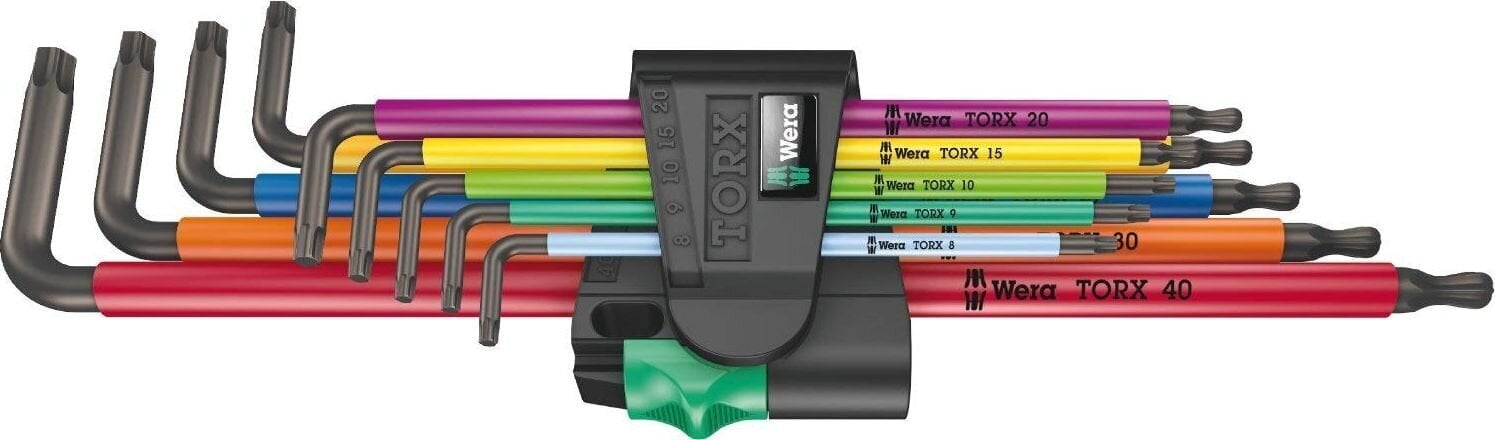 Wera TORX® L-võtmete kmpl T8-T40 9 osa, Multicolour, BlackLaser, kuulpea 967/9 TX XL hind ja info | Käsitööriistad | hansapost.ee