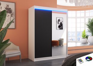 LED valgustusega kapp ADRK Furniture Jordi, valge/must цена и информация | Шкафчики | hansapost.ee