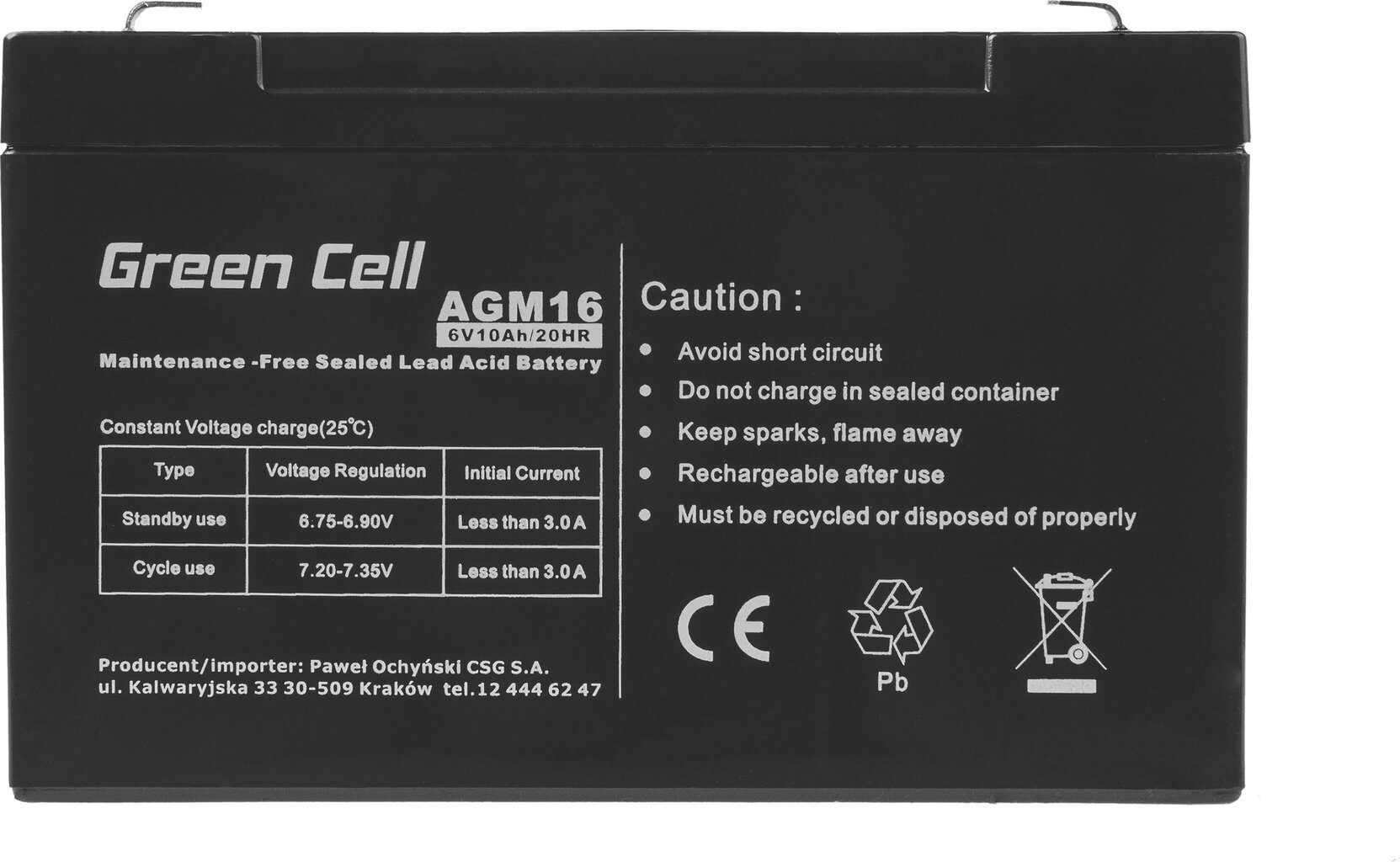 Green CellAGM VRLA 6V 10AH hooldusvaba aku häiresüsteemile, kassale, mänguasjadele цена и информация | Autoakud | hansapost.ee