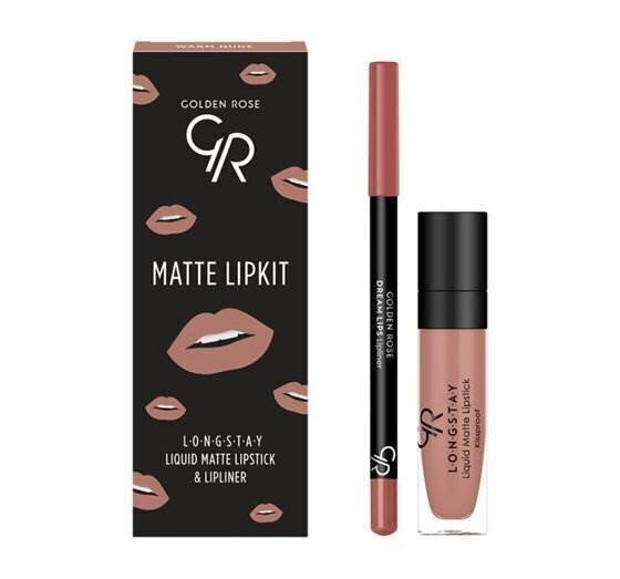 Huulemeigi komplekt Golden Rose Longstay matte Lipkit Warm Nude: matt vedel huulepulk Longstay Liquid Matte nr 13 5,5 g + huulepliiats Dream Lips Liner Nr 503 1,6 g цена и информация | Huulekosmeetika | hansapost.ee