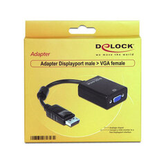 Adapter Delock Displayport(M)-> VGA(F) 12.5cm hind ja info | USB adapterid ja jagajad | hansapost.ee