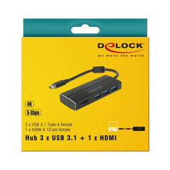 Adapter Delock USB 3.1 Gen 1 > 3x USB3.0-A + HDMI ( DP Alt Mode) 63931 цена и информация | Адаптеры, USB-разветвители | hansapost.ee