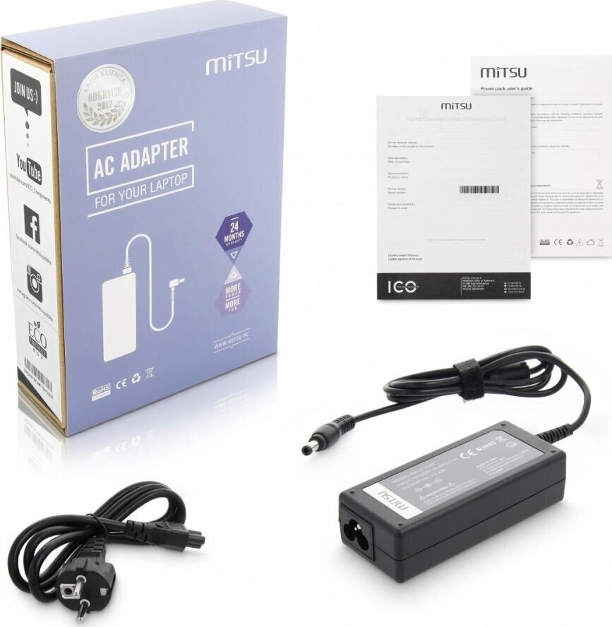 Mitsu 19V, 3.4A, 65W цена и информация | Sülearvuti laadijad | hansapost.ee