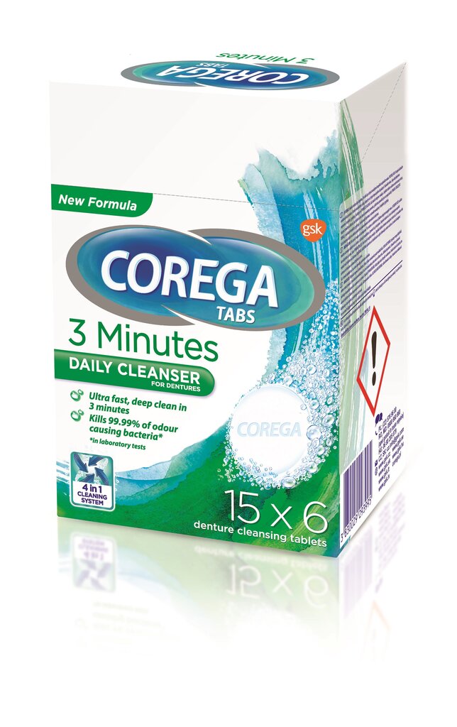 Hambaproteeside puhastustabletid Corega Tabs 3 Minutes, 6 tk цена и информация | Hambaharjad, hampapastad ja suuloputusvedelikud | hansapost.ee