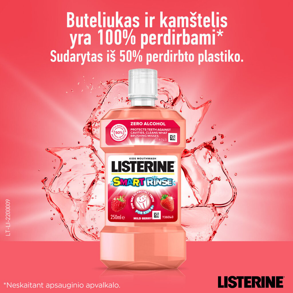 Marjamaitseline suuvesi Listerine Smart Rinse 250 ml цена и информация | Hambaharjad, hampapastad ja suuloputusvedelikud | hansapost.ee