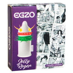 Kõva stimuleeriv kondoom Egzo Jolly Roger 1 tk. цена и информация | Вибраторы | hansapost.ee