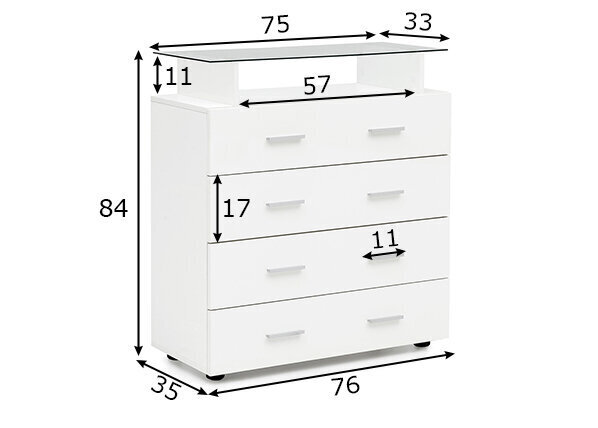 Kummut Wohnling WL5.850, Balta hind ja info | Kummutid | hansapost.ee