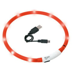 FLAMINGO KASSI LED KAELARIHM VISIO USB 20-35CM PUNANE hind ja info | Kasside jalutusrihmad, kaelarihmad ja traksid | hansapost.ee