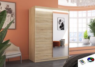 LED valgustusega riidekapp ADRK Furniture Jordi, tamme värvi hind ja info | Kapid | hansapost.ee