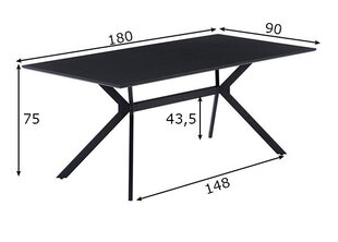 Обеденный стол 90x180, серый цена и информация | Кухонные и обеденные столы | hansapost.ee