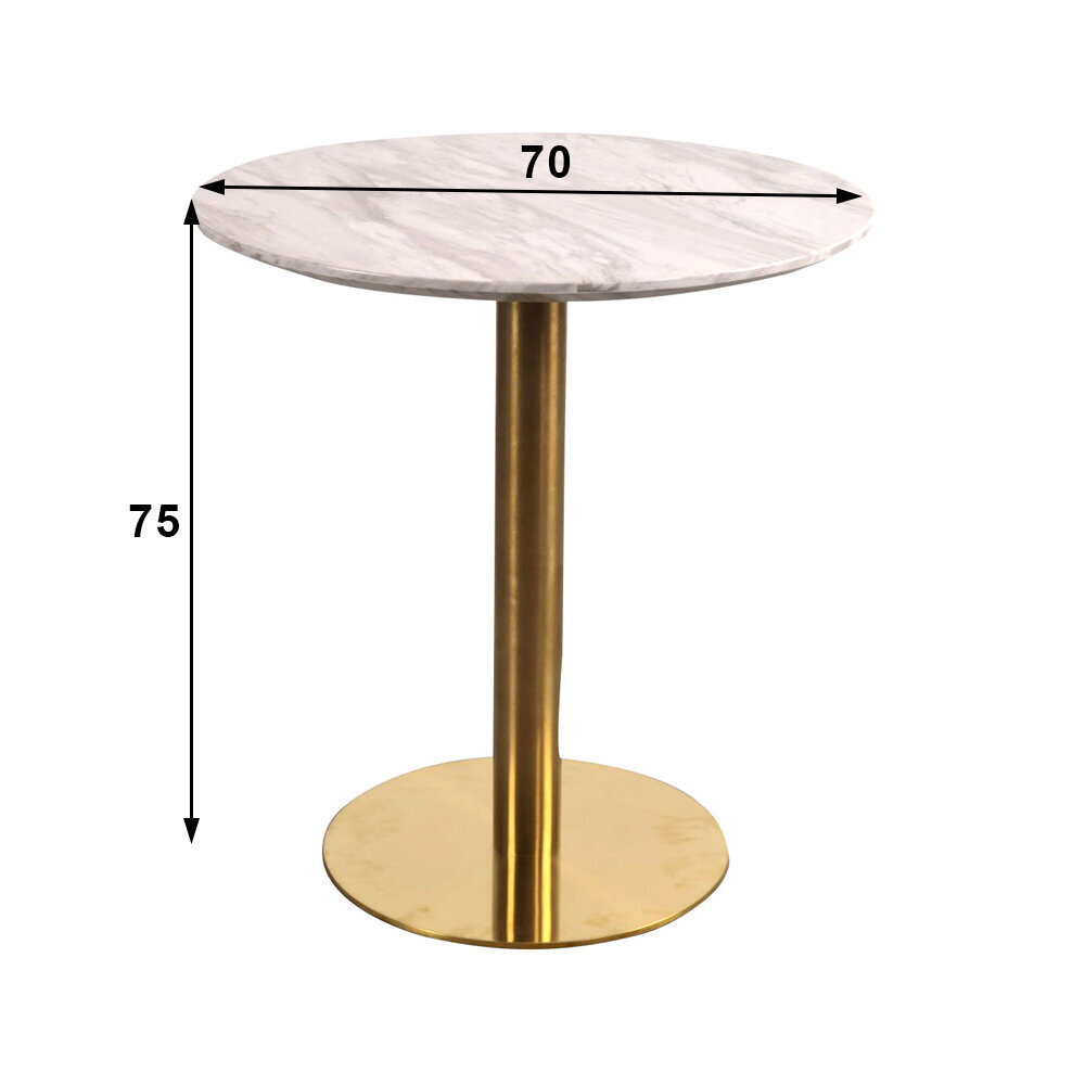 Laud Bolzano, 70 cm, valge/kuldne hind ja info | Köögilauad, söögilauad | hansapost.ee