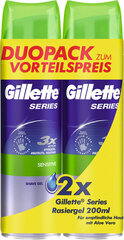 Гель для бритья с экстрактом алоэ вера Gillette Series для мужчин 2 x 200 мл цена и информация | Средства для бритья и косметика | hansapost.ee