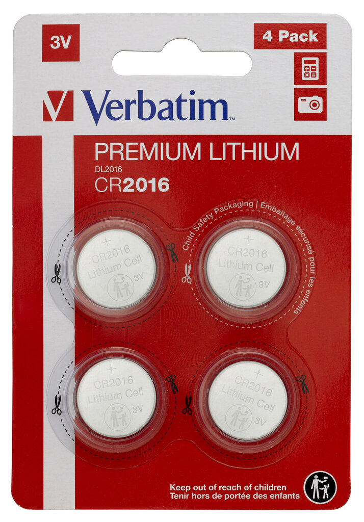 Verbatim CR2016 3V patareid, 4 tk цена и информация | Patareid | hansapost.ee