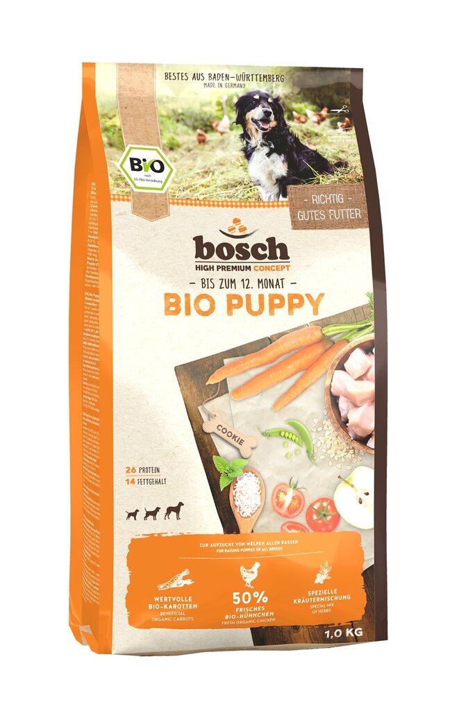Kuivtoit koertele BIO Puppy kõikidest tõugudest kutsikatele kuni 12. elukuuni, 1 kg hind ja info | Koerte kuivtoit ja krõbinad | hansapost.ee
