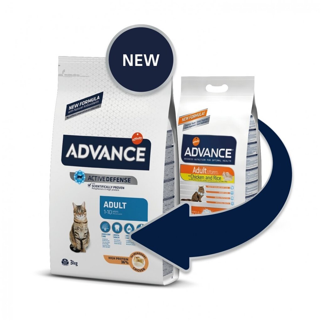 Advance Cat Adult Chicken, 1.5 kg hind ja info | Kassi kuivtoit ja kassikrõbinad | hansapost.ee