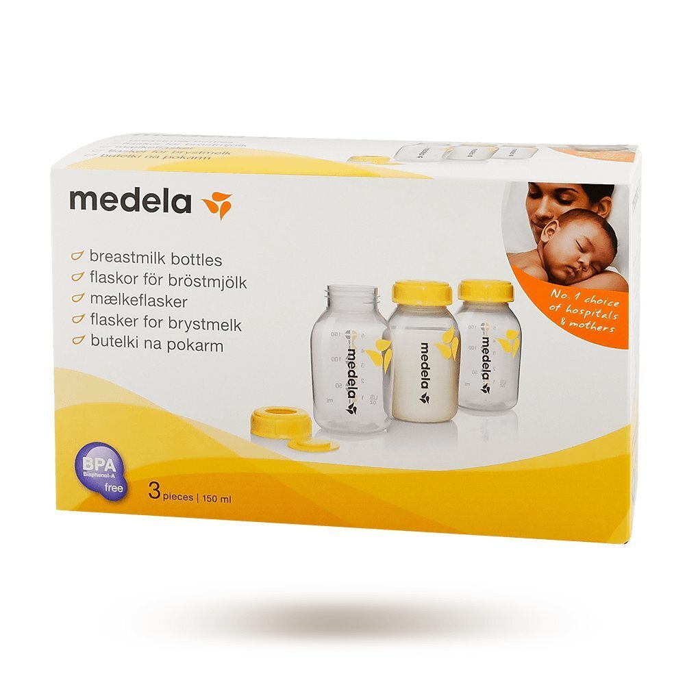 Piimapudelite komplekt Medela, 150 ml, 3 tk hind ja info | Lutipudelid ja tarvikud | hansapost.ee